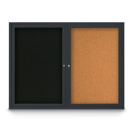 United Visual Products Corkboard, Black/Satin, 42" x 32" UV4035-SATIN-BLACK